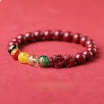 China Cinnabar Pixiu Bracelet - Five Wealth Gods Amulet for Year of the Dragon - Zodiac Birth Year Talisman