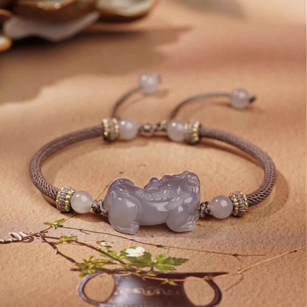 Lavender jade Pixiu ornament example